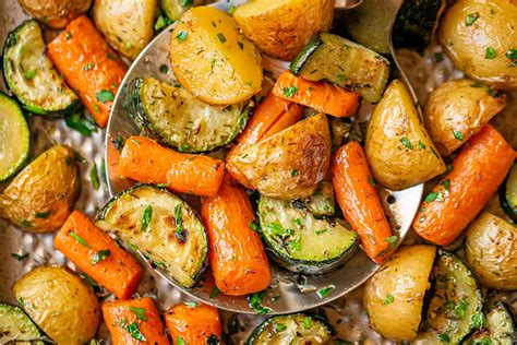 Garlic Herb Roasted Potatoes Recipe With Carrots And Zucchini Roasted