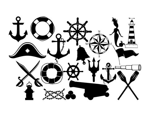 Nautical Silhouette Nautical Clipart Sea Sihouette Sailor Etsy