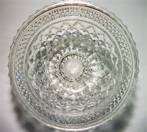 Diamond Pattern Pressed Crystal Glass Candy Dish Compote Etsy
