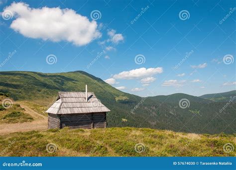 Hut In The Mountains Stock Photo Image Of Mountains 57674030