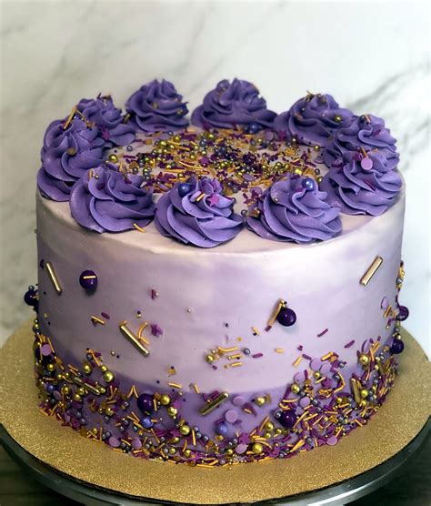 Purple And Gold Ombré Cake Purple Cakes Birthday Creative Cake