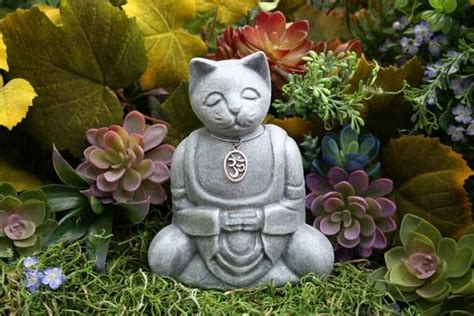 Meditation Cat Buddha Zen Cat Ohm Cat Concrete Garden