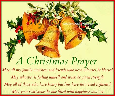 A dinner blessing is a short prayer of thanks which can be said before, or after a meal. Daveswordsofwisdom.com: A Christmas Prayer