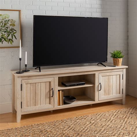 Buy Woven Paths Farmhouse Grooved Door Tv Stand For Tvs Up To 80 White