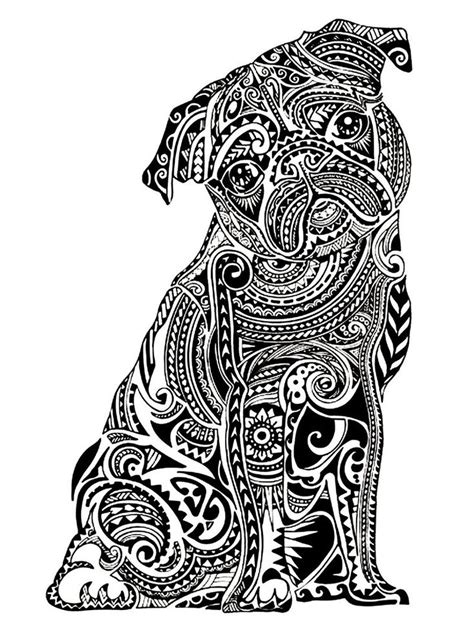 Advanced Dog Coloring Pages For Adults Pug Art Print Dog Coloring