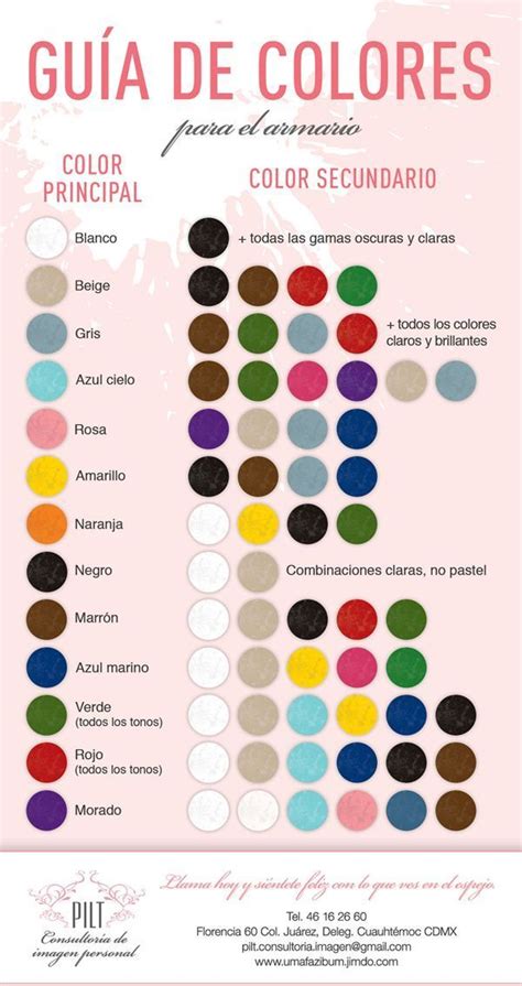 Guía de colores para el armario Guia de colores Vocabulario de moda