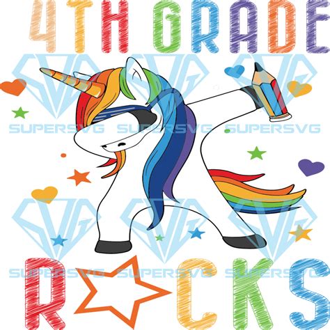 4th Grade Rock Svg Back To School Svg Unicorn Svg Students Svg