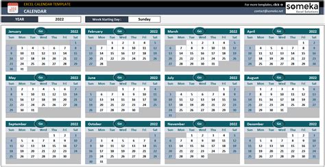 2022 Weekly Calendar Excel Printable Template Calendar