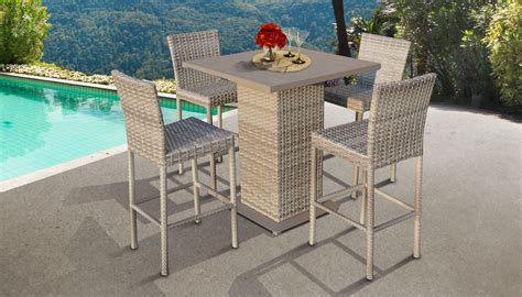 Fairmont Pub Table Set With Barstools 5 Piece Outdoor Wicker Patio
