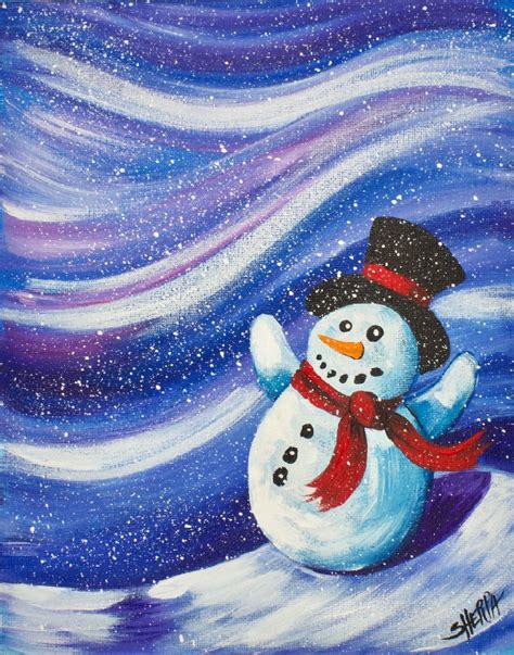 Snowman Acrylic Painting Tutorial In Real Time And Step By Step This