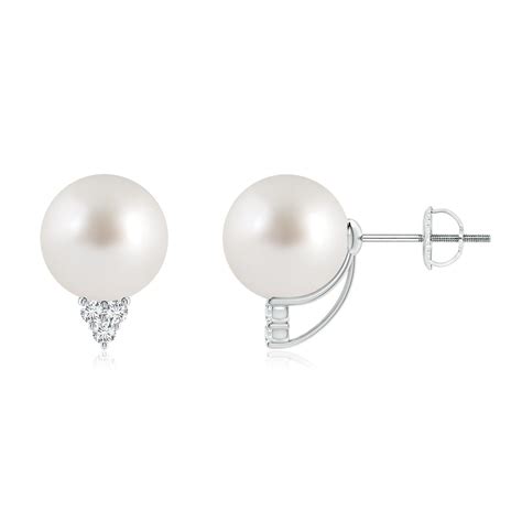 South Sea Pearl Earrings With Diamond Trio Angara