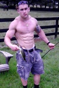 Shirtless Male Muscular Beefcake Hunk Country Dude Fishing Jock Photo