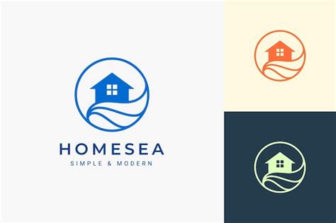 Premium Vector Beach Theme Resort Or Real Estate Logo With Sea Wave