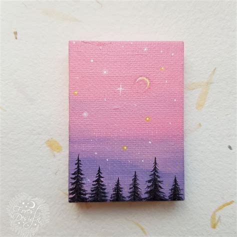 Miniature Crescent Moon Painting, Dollhouse Collectibles,Mini Art,Tiny Painting,Waxing Moon ...