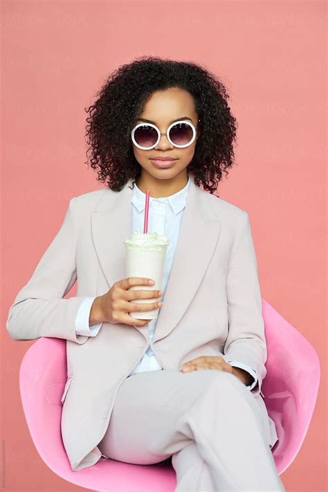 Trendy Girl With Milkshake By Stocksy Contributor Clique Images