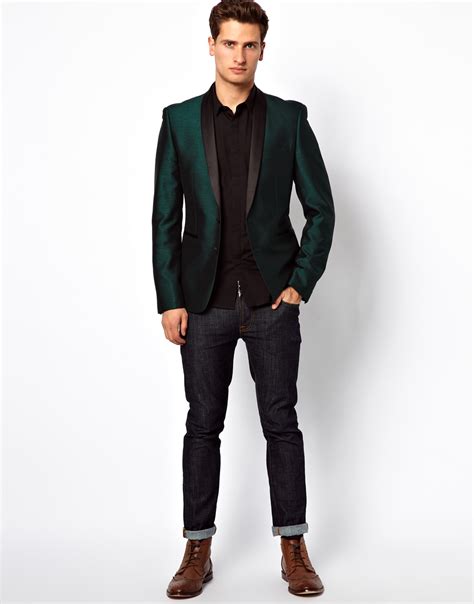 Versatile and modern, a men's slim fit suit is perfect for every formal occasion, whether in the office, a wedding or summer ball or party. Lyst - Asos Slim Fit Suit Jacket in Tonic in Green for Men