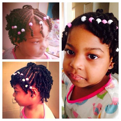 A step by step tutorial to twist your natural hair : Kid natural hair style - flat twists - two strand twist curls - beads | Twist curls, Natural ...