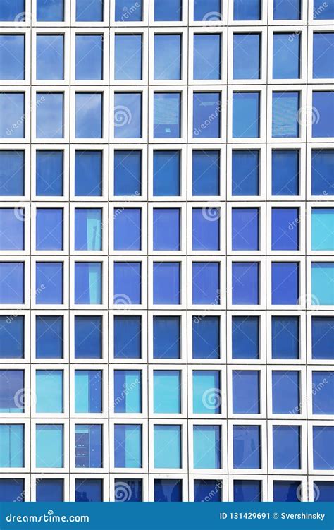 Glass Blue Square Windows Of Facade Modern City Business Building