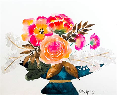 Coral & Pink Watercolor Bouquet | Watercolor flowers tutorial, Floral watercolor, Watercolor bouquet