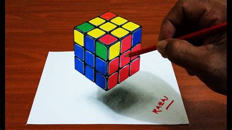 Tuto 2 How To Draw 3d Illusion Rubiks Cube Dessin 3d Comment