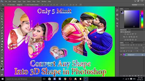 convert any shape into 3d shape in photoshop cc ¦¦ 3d shape in photoshop tutorial [ hindi हिन्दी