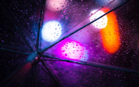 Download Rain Umbrella Light Artistic Bokeh 4k Ultra Hd Wallpaper