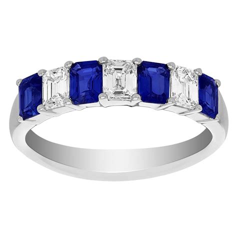 Emerald Cut Sapphire And Diamond Alternating Ring In White Gold Borsheims
