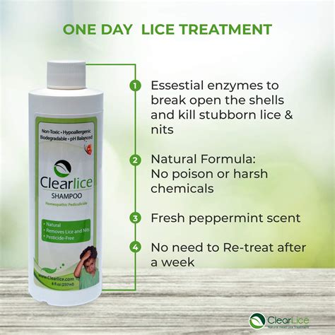 Clearlice Head Lice Treatment Shampoo Natural And Effective One Day