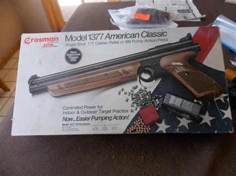 Vintage Crosman Model 1377 American Classic Pump Air Pistol W Box No