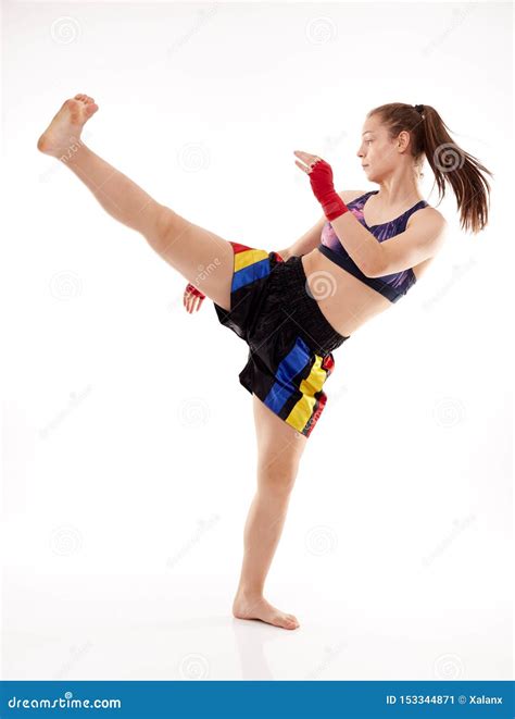 Kickboxing Girl On White Stock Image Image Of Model 153344871