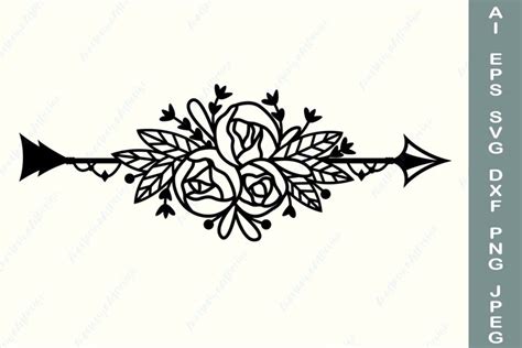 Free Svgs Download Floral Arrow Svg Boho Svg Arrow With Roses