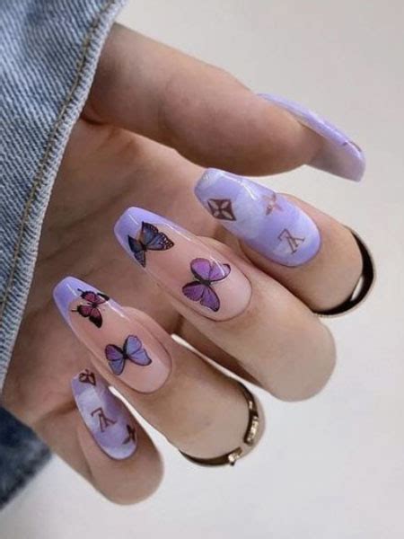 Light Purple Butterfly Acrylic Nails Pic Dink