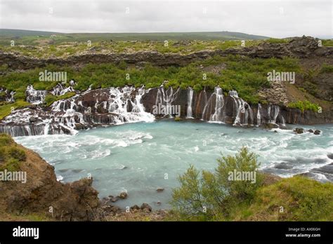River Hvita Sends Glacial Water Flowing Through Layers Of Lava Field At