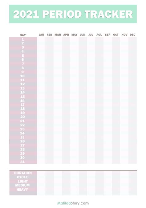 Are you looking for a printable calendar? 2021 Period Tracker Calendar, Free Printable PDF, JPG ...