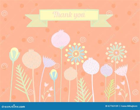 Thank You Card Floral Designs Stock Illustration Illustration Of