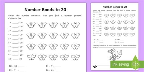 Number Bonds Within 20 Worksheet Activity Sheet Ni Ks1