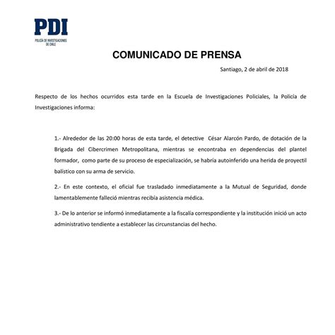 Comunicado De Prensa Docx Docdroid