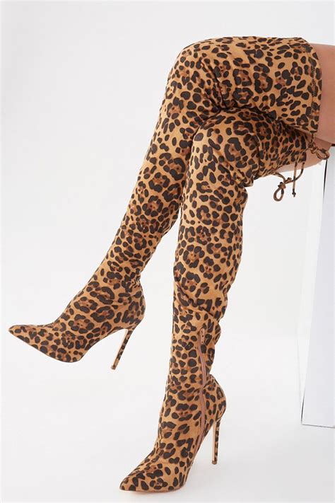 Leopard Print Thigh High Boots Forever 21 Fashion Shoes High Heels