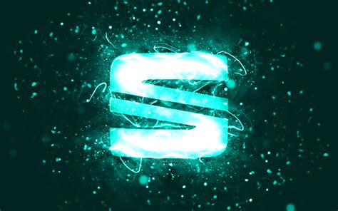 Download Wallpapers Seat Turquoise Logo 4k Turquoise Neon Lights