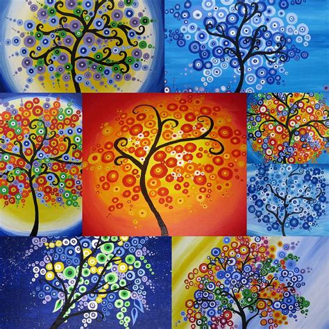 Circle Trees Painting By Cathy Jacobs Fine Art America