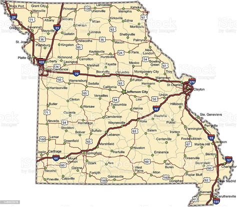 Missouri Highway Map Stock Illustration Download Image