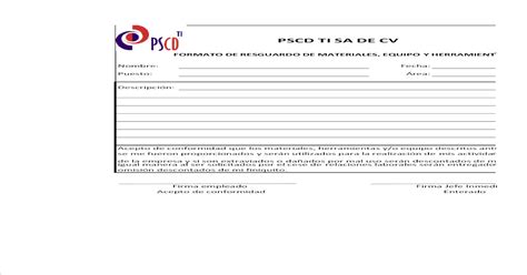 Formato De Resguardo Pdf Document