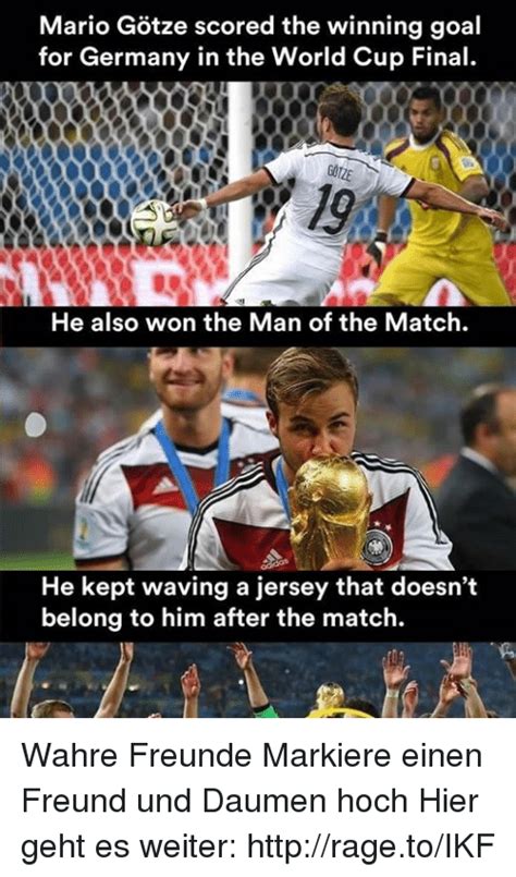 mario gotze scored the winning goal for germany in the world cup final he also won the man of
