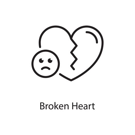 Broken Heart Vector Outline Icon Design Illustration Love Symbol On