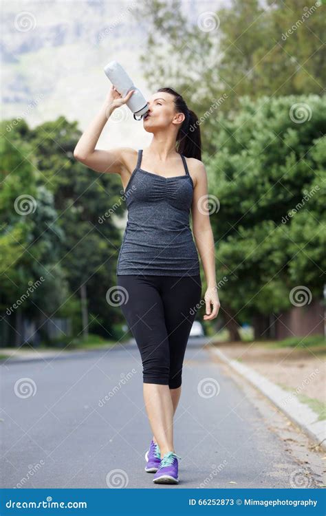 Healthy Woman Drinking Water After Workout Stock Image Image Of Care