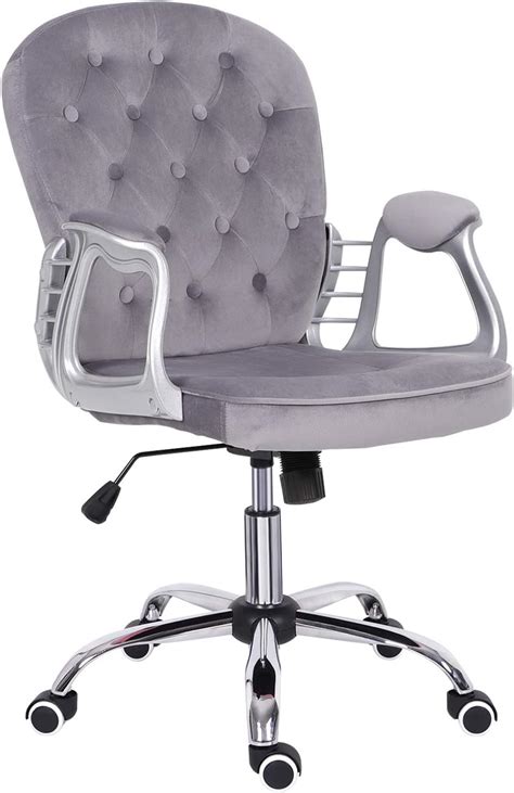 Grey Desk Chairvelvet Computer Chair Mid Back Executive Chair