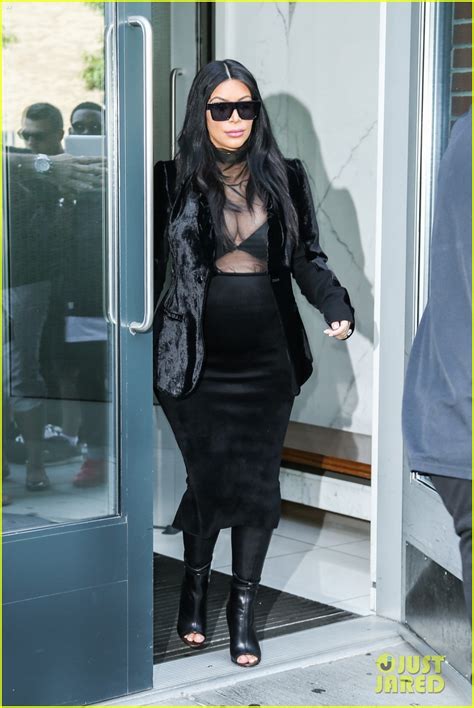 pregnant kim kardashian puts her bra on display in sexy sheer outfit photo 3454992 kanye