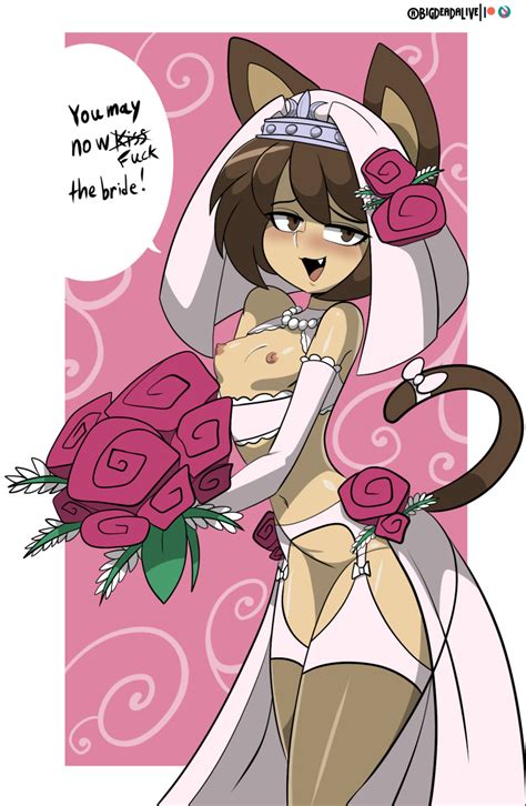 Rule 34 3 Areolae Bigdeadalive Bouquet Bride Cat Ears Fang Flat