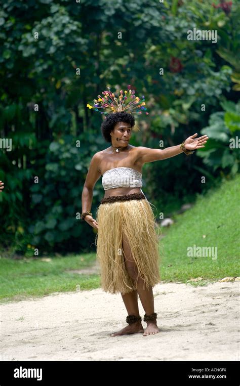 Traditional Native Female Dancer Viti Levu Island Fiji Melanesia South