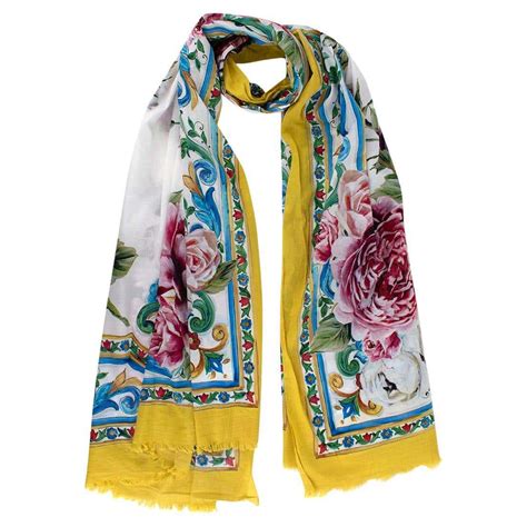 Dolce And Gabbana Majolica Roses Cotton Pareo Shawl For Sale At 1stdibs